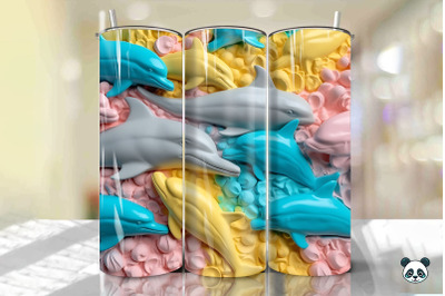 Colorful 3D Dolphin Tumbler Wrap Png 15