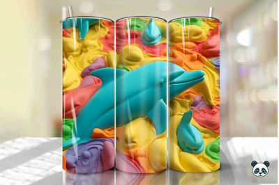 Colorful 3D Dolphin Tumbler Wrap Png 2