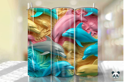 Colorful 3D Dolphin Tumbler Wrap Png 3