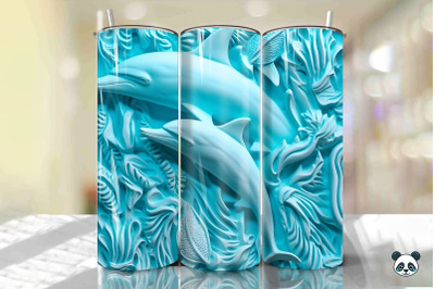 Colorful 3D Dolphin Tumbler Wrap Png 5