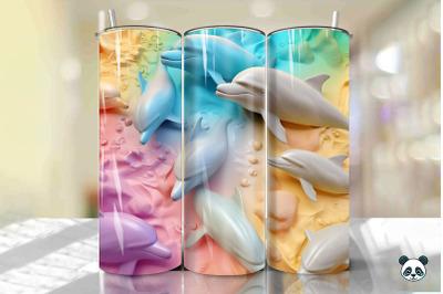 Colorful 3D Dolphin Tumbler Wrap Png 6