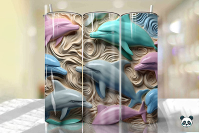 Colorful 3D Dolphin Tumbler Wrap Png 7