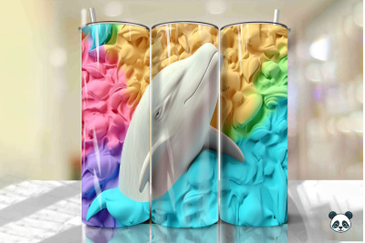 Colorful 3D Dolphin Tumbler Wrap Png 8