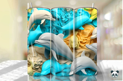 Colorful 3D Dolphin Tumbler Wrap Png 9