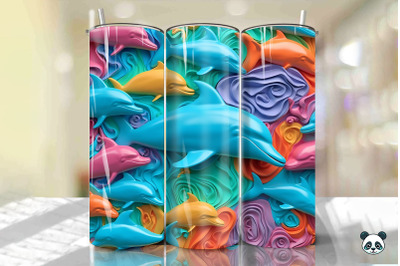 Colorful 3D Dolphin Tumbler Wrap Png