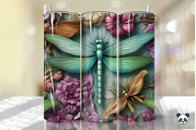 Colorful 3D Dragonfly Tumbler Wrap Png 1