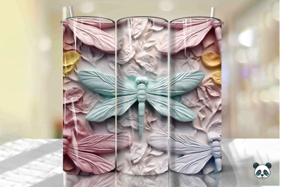 Colorful 3D Dragonfly Tumbler Wrap Png 2