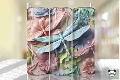 Colorful 3D Dragonfly Tumbler Wrap Png 3