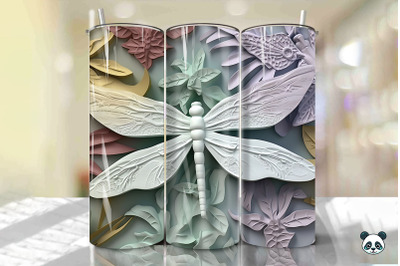 Colorful 3D Dragonfly Tumbler Wrap Png 4