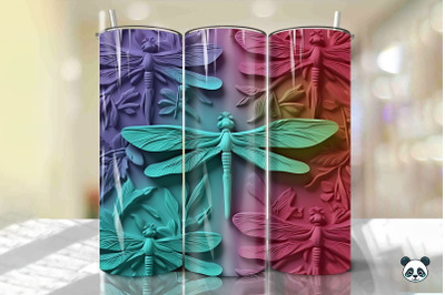 Colorful 3D Dragonfly Tumbler Wrap Png 5