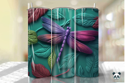 Colorful 3D Dragonfly Tumbler Wrap Png 6