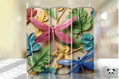 Colorful 3D Dragonfly Tumbler Wrap Png 7