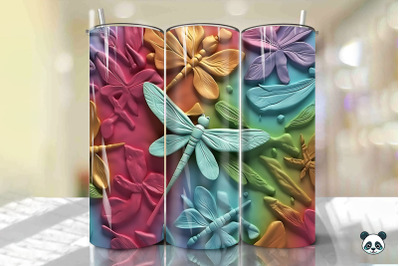 Colorful 3D Dragonfly Tumbler Wrap Png