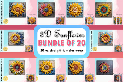 3D Sunflower Tumbler Wrap Bundle