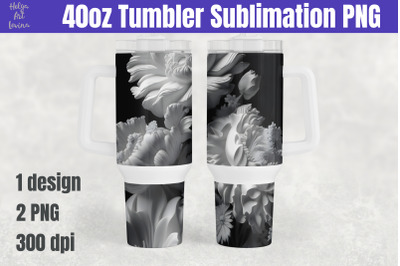 40oz Tumbler Sublimation, 3D Flowers