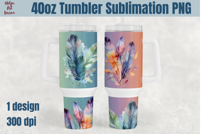 40oz Tumbler Sublimation, Feathers PNG