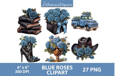 Blue Roses Arrangements Clipart | Mother&#039;s Day Clip Art PNG