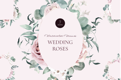 Wedding Roses Watercolor Frames