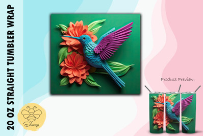 3D Stunning Hummingbird Tumbler Wrap
