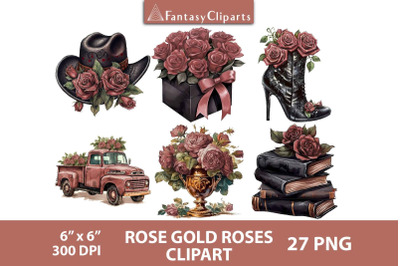 Rose Gold Roses Arrangements Clipart | Mother&#039;s Day Clip Art