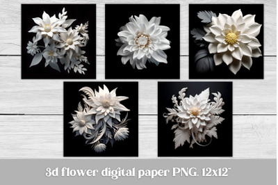 3d flower digital paper | 3d flower background