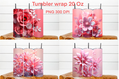 3d pink flower sublimation tumbler | 3d flower illustration