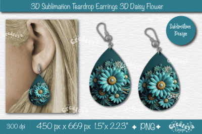 3D Earrings Sublimation Teardrop earring 3D Daisy 3D sublimation Flora