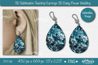 3D Earrings Sublimation Teardrop earring 3D Daisy 3D sublimation Flora