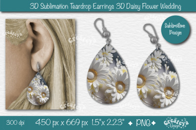 3D Earrings Sublimation Teardrop earring 3D Daisy 3D sublimation Flora