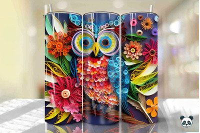 3D Owl Paper Quilling Tumbler Wrap PNG