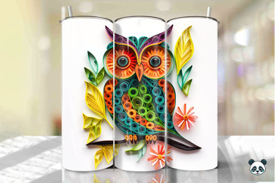 3D Owl Paper Quilling Tumbler Wrap PNG