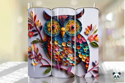 3D Owl Paper Quilling Tumbler Wrap PNG