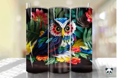 3D Owl Paper Quilling Tumbler Wrap PNG