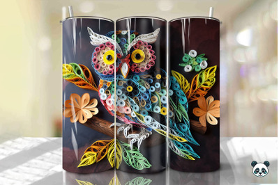 3D Owl Paper Quilling Tumbler Wrap PNG