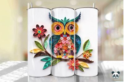 3D Owl Paper Quilling Tumbler Wrap PNG