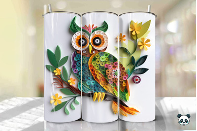 3D Owl Paper Quilling Tumbler Wrap PNG