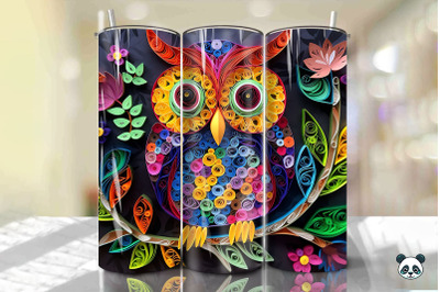 3D Owl Paper Quilling Tumbler Wrap PNG