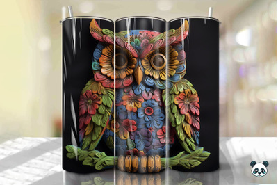 Colorful 3D Owl Tumbler Wrap PNG