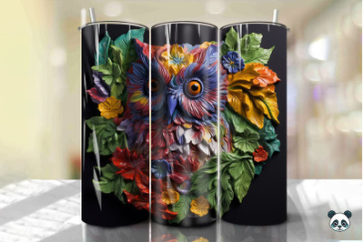 Colorful 3D Owl Tumbler Wrap PNG