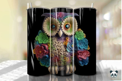 Colorful 3D Owl Tumbler Wrap PNG