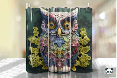 Colorful 3D Owl Tumbler Wrap PNG