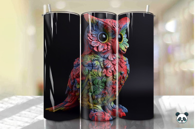 Colorful 3D Owl Tumbler Wrap PNG