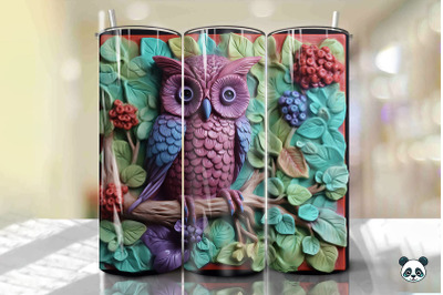 Colorful 3D Owl Tumbler Wrap PNG