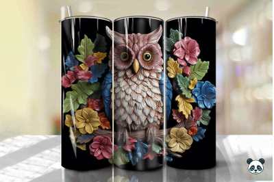 Colorful 3D Owl Tumbler Wrap PNG