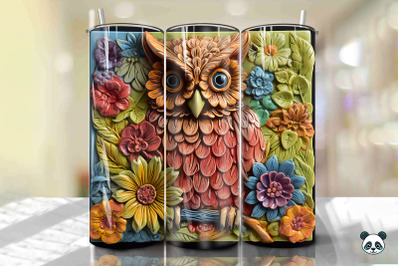 Colorful 3D Owl Tumbler Wrap PNG