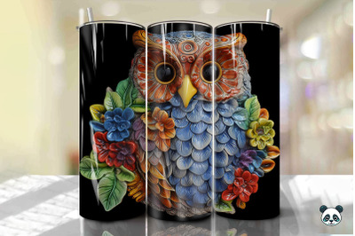 Colorful 3D Owl Tumbler Wrap PNG