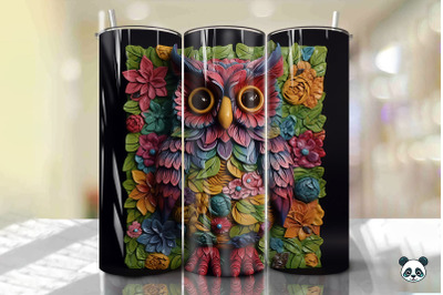 Colorful 3D Owl Tumbler Wrap PNG