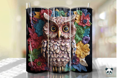 Colorful 3D Owl Tumbler Wrap PNG