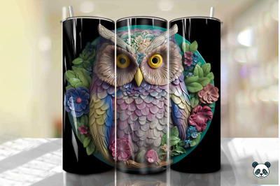 Colorful 3D Owl Tumbler Wrap PNG