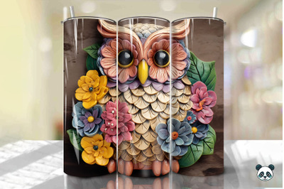 Colorful 3D Owl Tumbler Wrap PNG